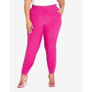 City Chic Sabine Pants - Pop Pink Size 12 - Women's Trousers